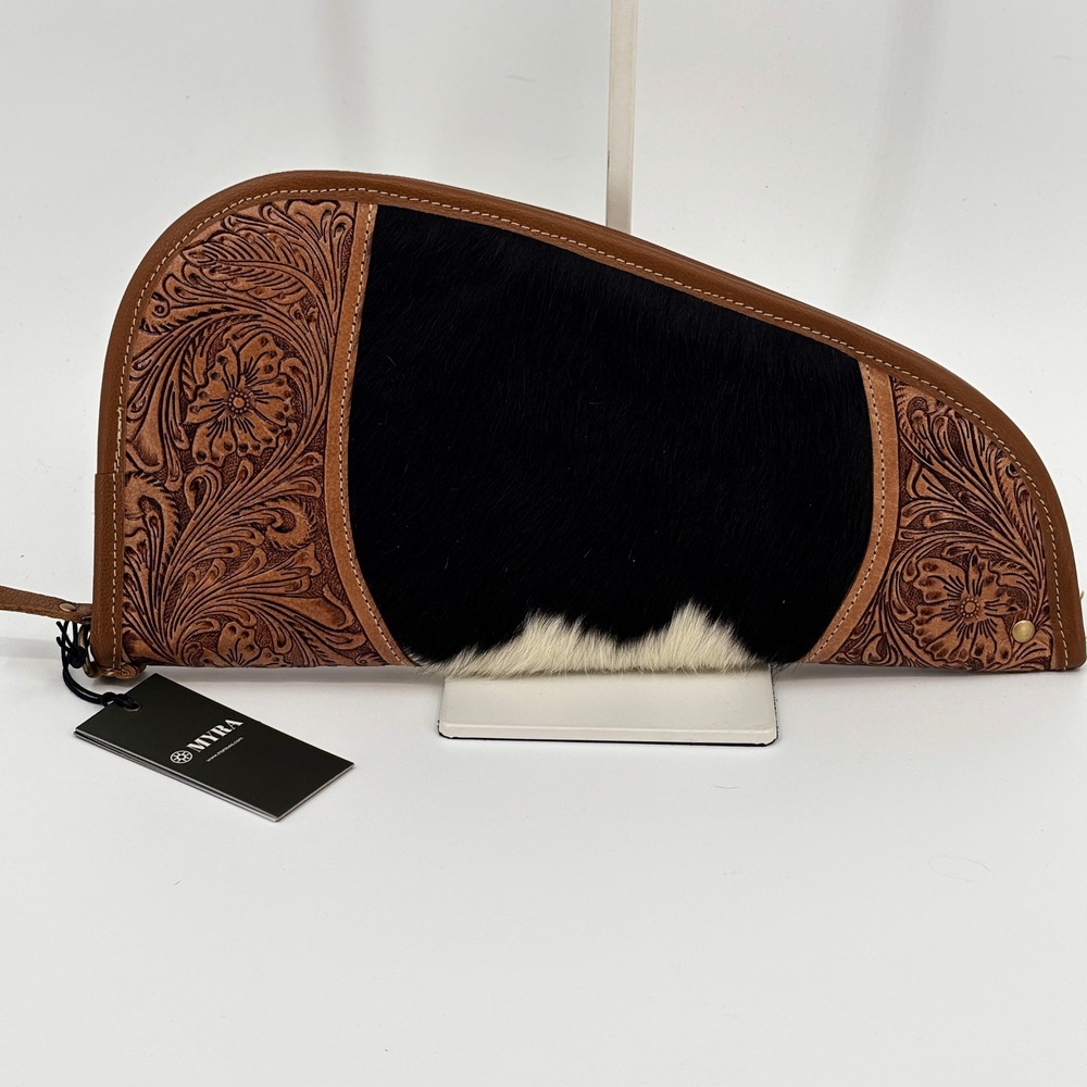 Myra Sonoran Range pistol pouch Case Brown Cowhide Tooled‎ Leather S-10875 New